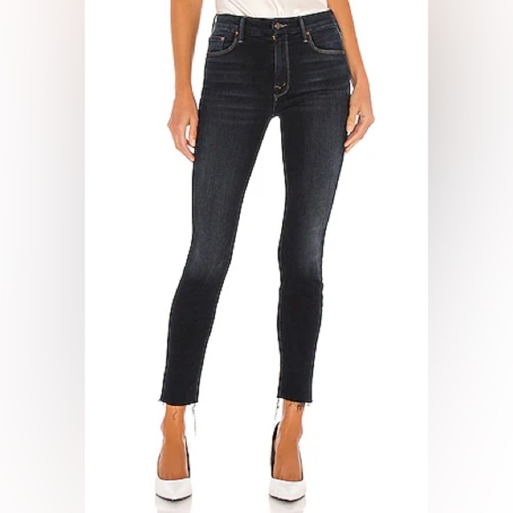 MOTHER The Looker Ankle Fray “Coffee Tea Or Me” Mid-Rise Skinny Jeans Size 24